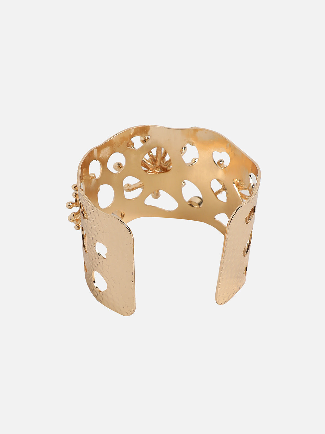 Gold-Plated Artificial Stones Studded Cuff Bracelet