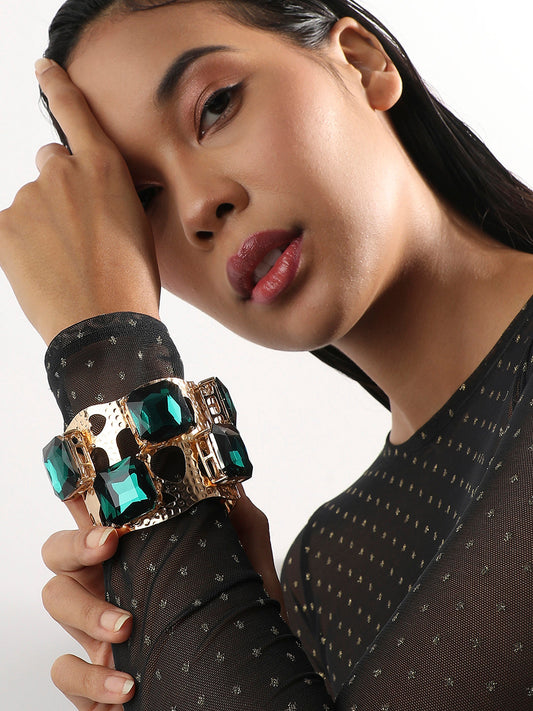 Gold-Plated Artificial Stones Bracelet