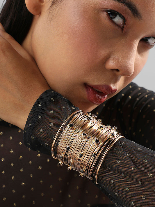 Gold-Plated Artificial Stones Studded Kada Bracelet