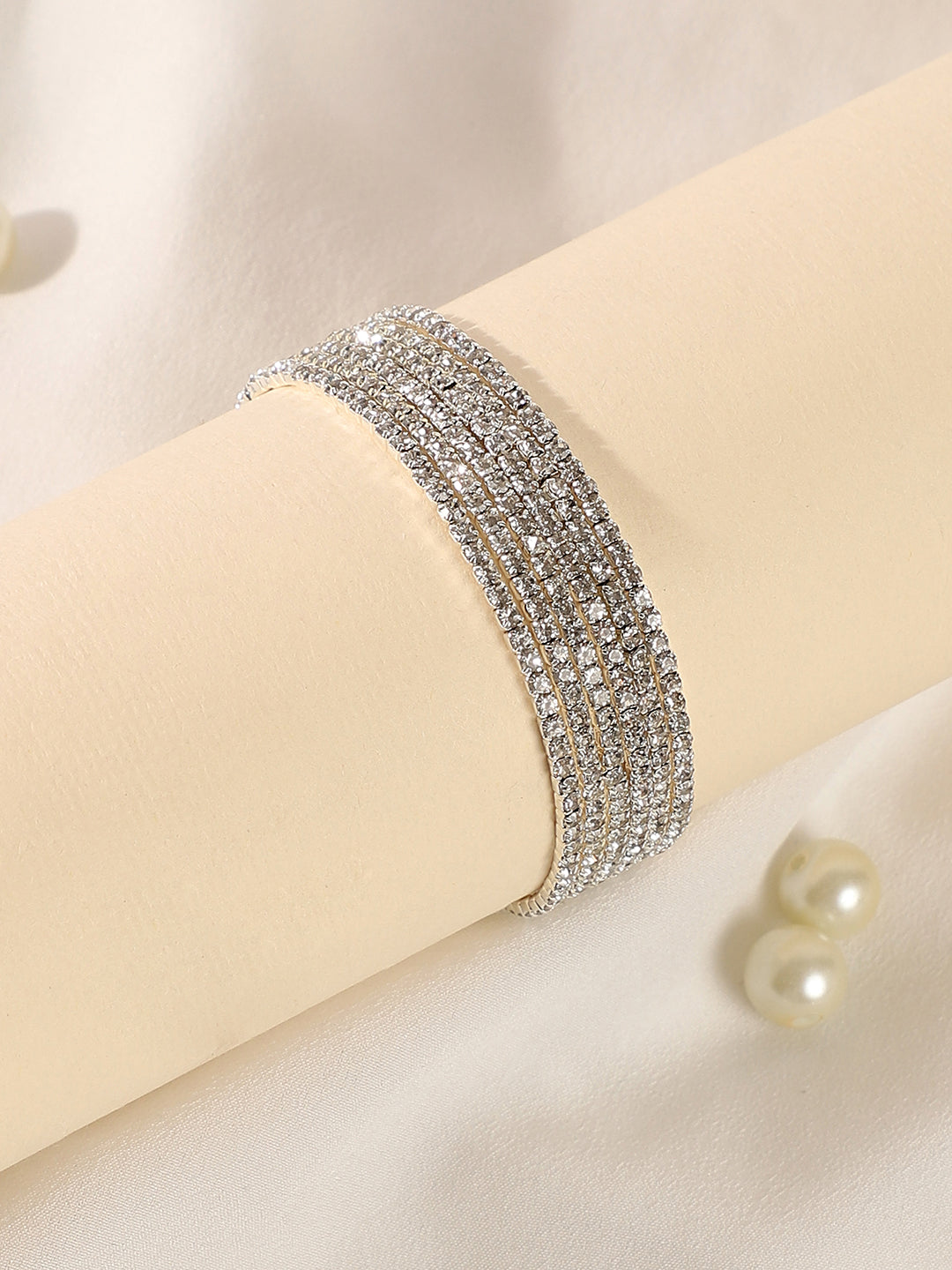 The Bling Multi-Layer Bracelet - Metallic Silver-SOHIBR8810
