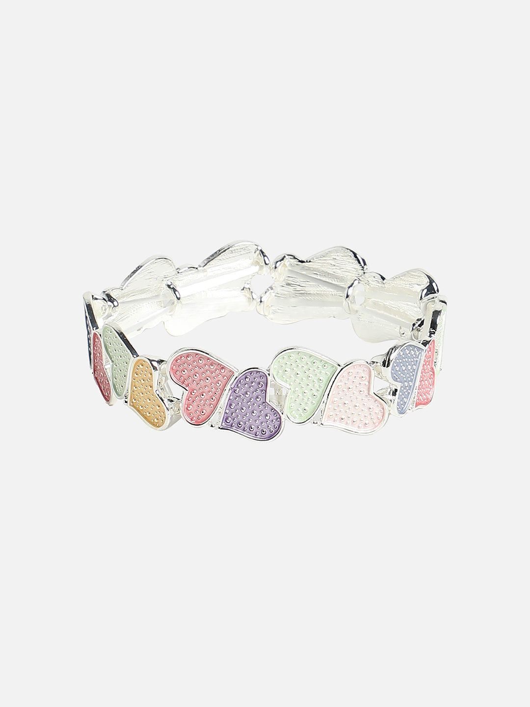 Silver Plated Heart Shaped Elasticated Bracelet