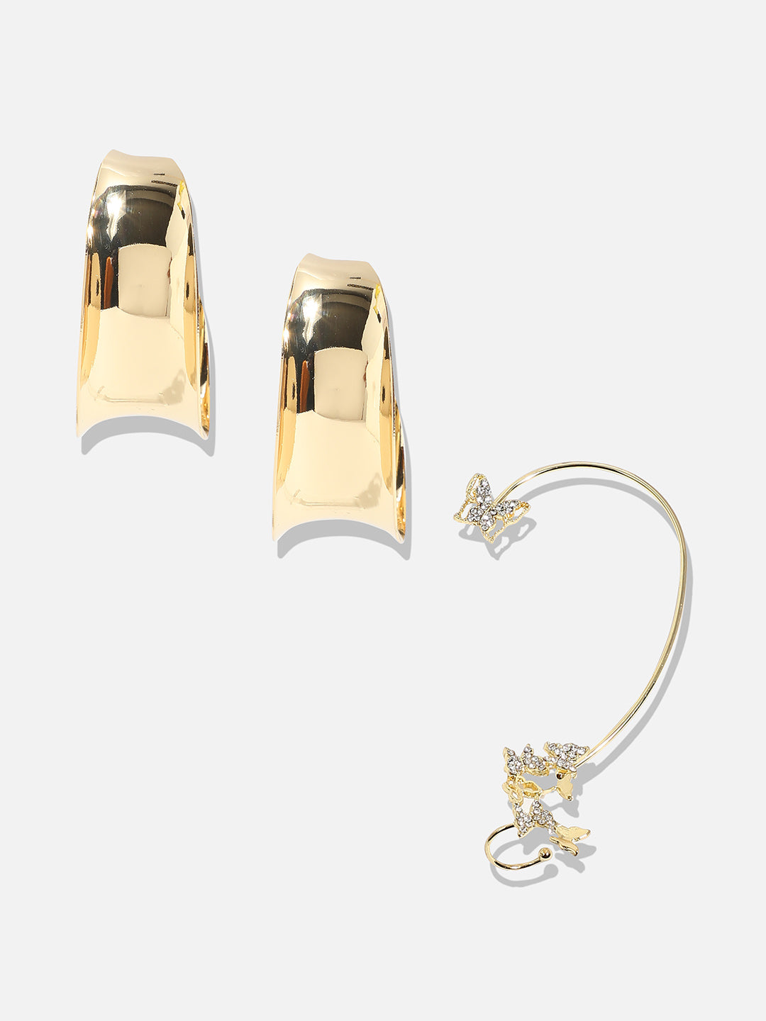 Glam Duo Set Of 2 Gold-Plated Contemporary Hoop Earrings