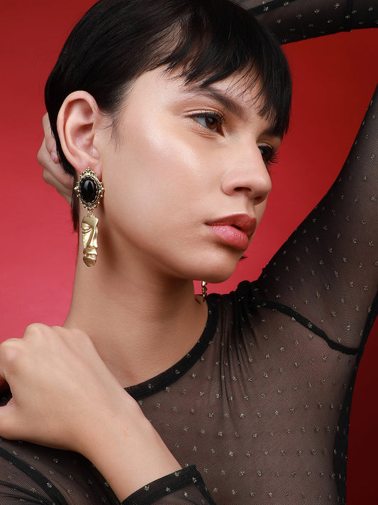 Chic Sparkle Set Of 2 Gold-Plated Contemporary Drop Earrings