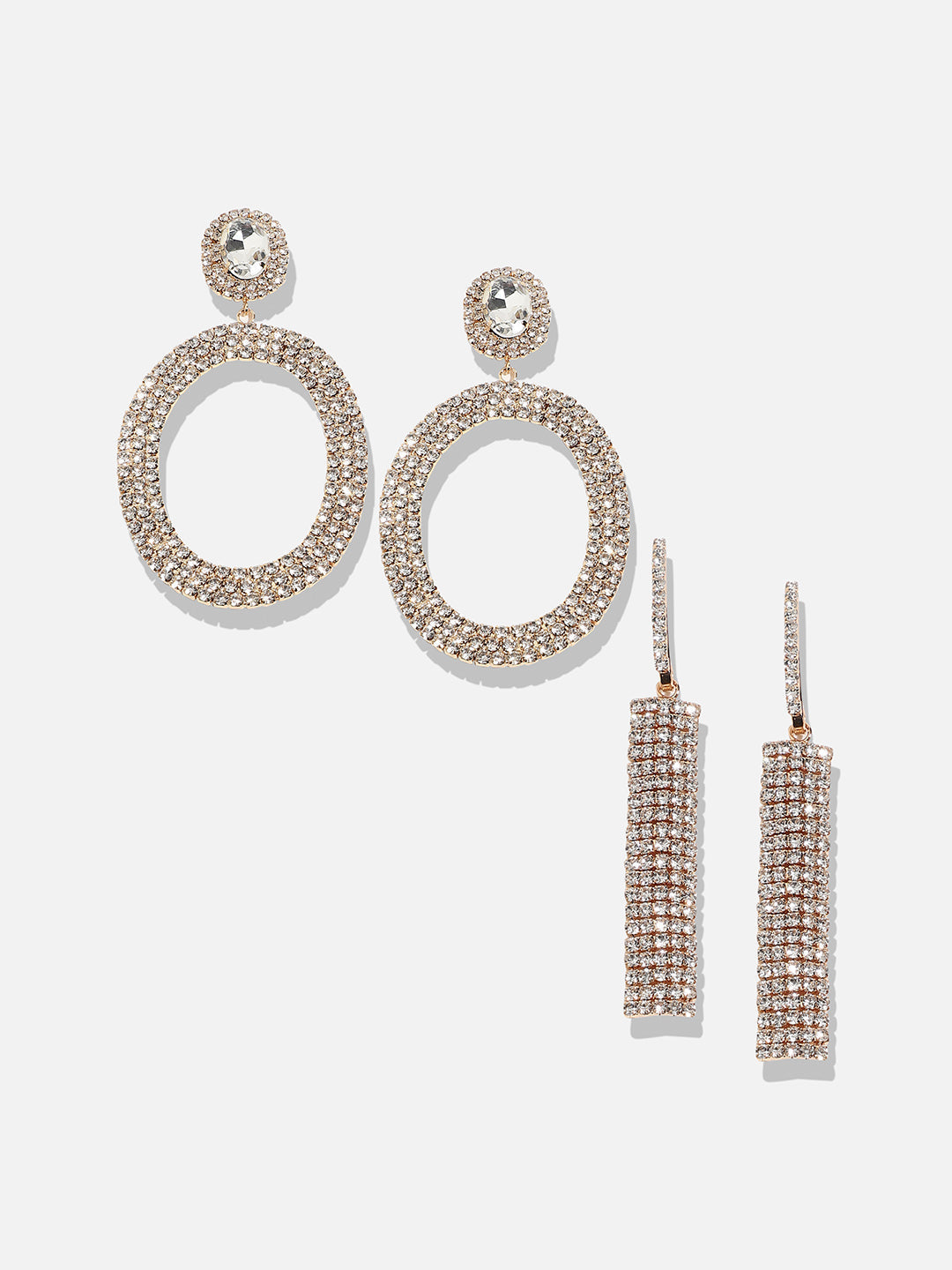 Elegant Duet Set Of 2 Silver-Plated Contemporary Drop Earrings