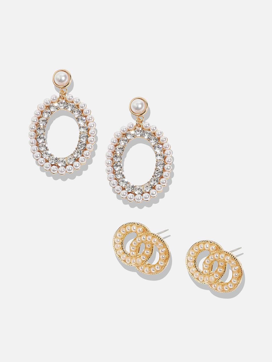 Pack Of 2 Gold-Plated Contemporary Drop Earrings