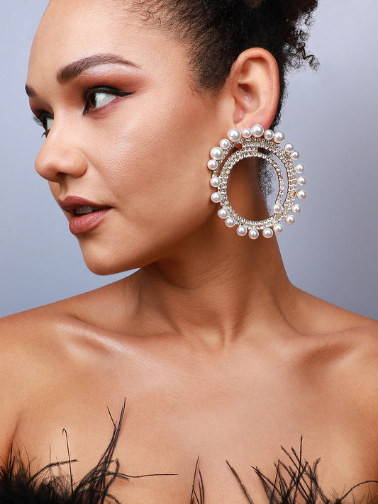 Set Of 2 Silver-Plated Contemporary Drop Earrings