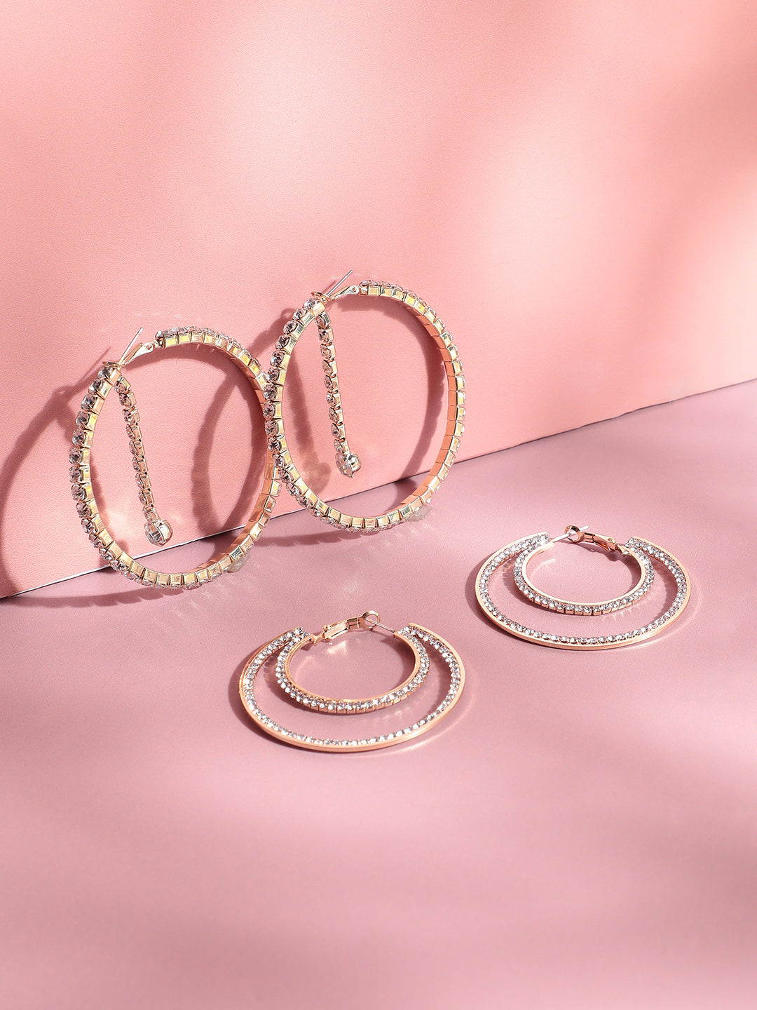 Elegant Ensemble Set Of 2 Gold-Plated Contemporary Hoop Earrings