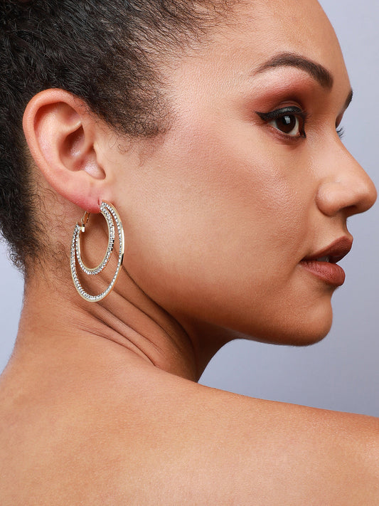 Elegant Ensemble Set Of 2 Gold-Plated Contemporary Hoop Earrings