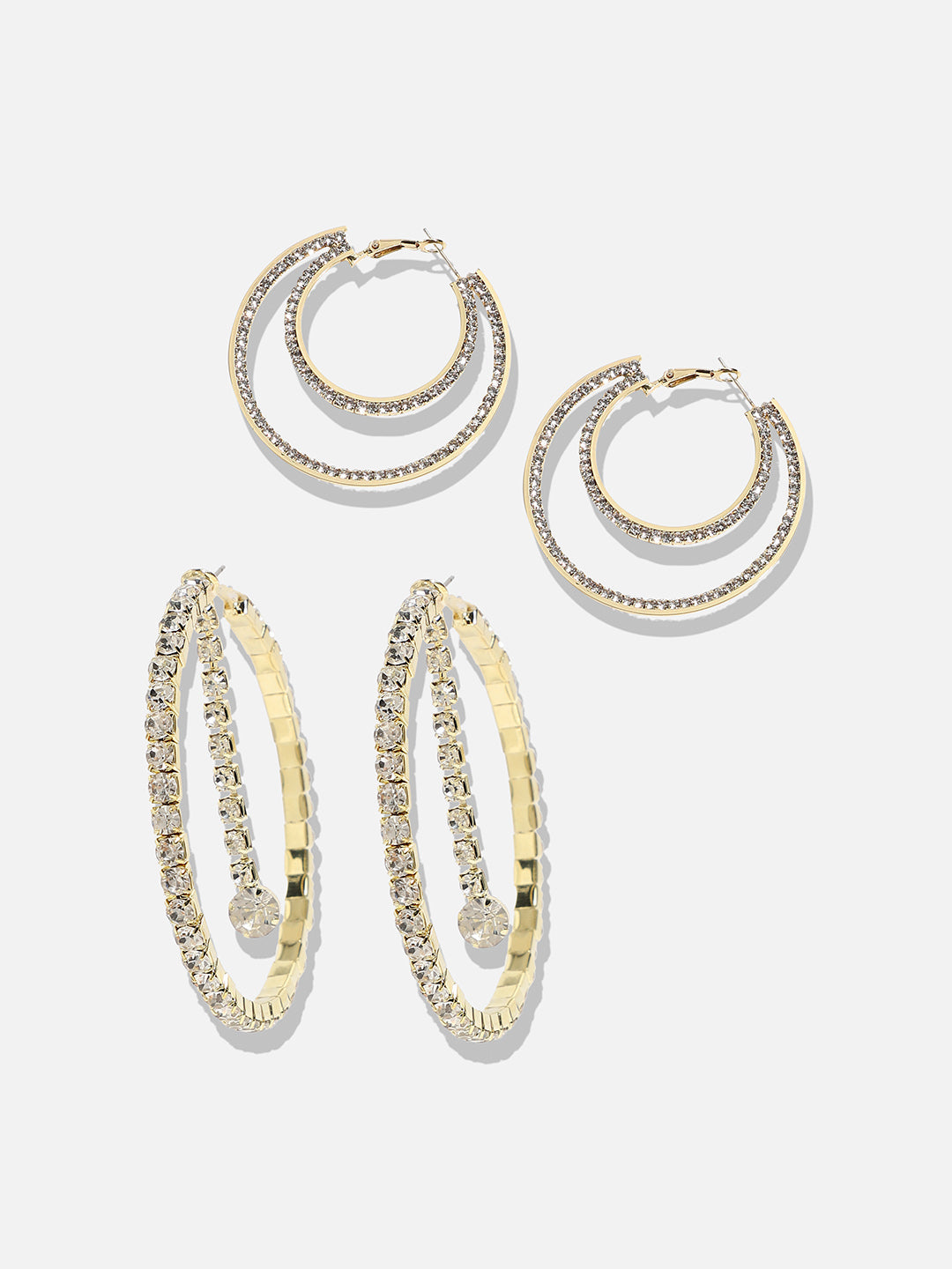 Elegant Ensemble Set Of 2 Gold-Plated Contemporary Hoop Earrings