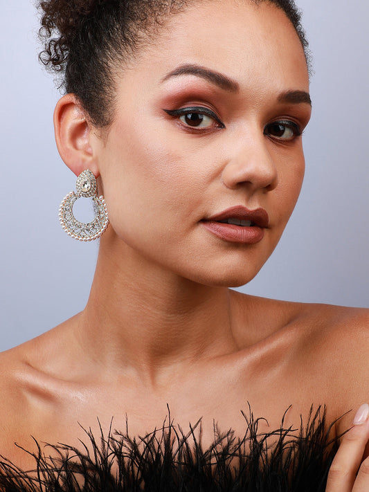 Set Of 2 Gold-Plated Contemporary Drop Earrings