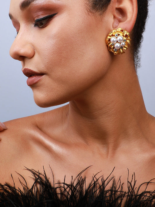 Pack Of 2 Gold-Plated Contemporary Drop Earrings