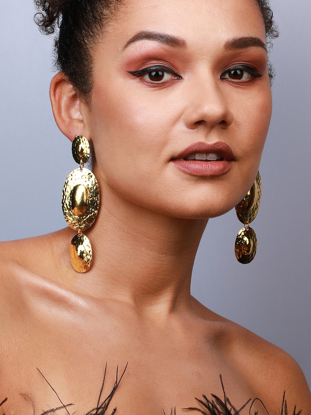 Pack Of 2 Gold-Plated Contemporary Drop Earrings