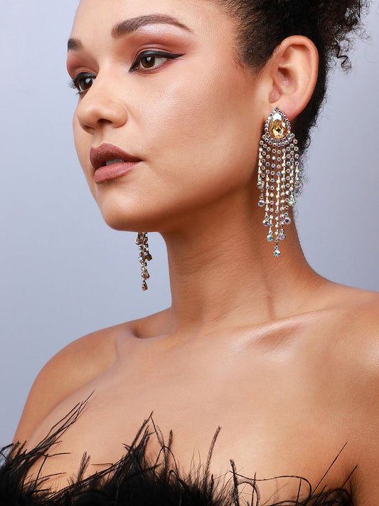 Set Of 2 Gold-Plated Contemporary Drop Earrings