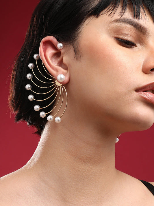 Pack Of 2 Gold-Plated Contemporary Drop Earrings