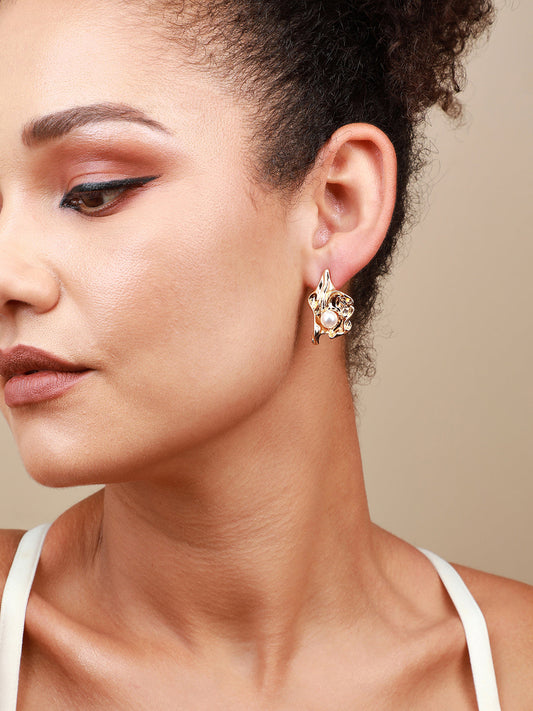 Pack Of 2 Gold-Plated Contemporary Drop Earrings