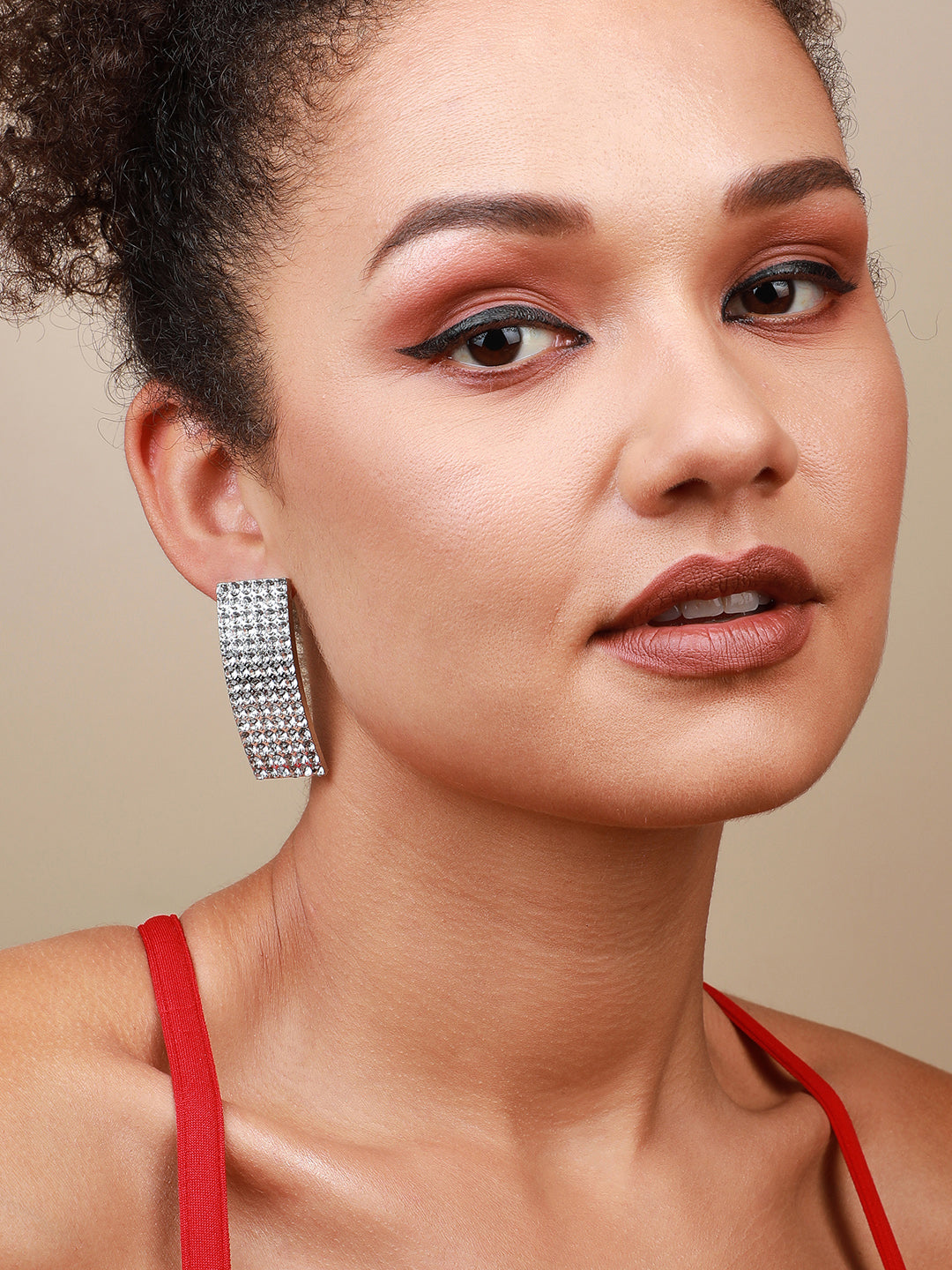 Set Of 2 Silver-Plated Contemporary Drop Earrings