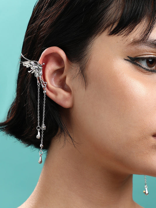 Set Of 2 Silver-Plated Contemporary Drop Earrings