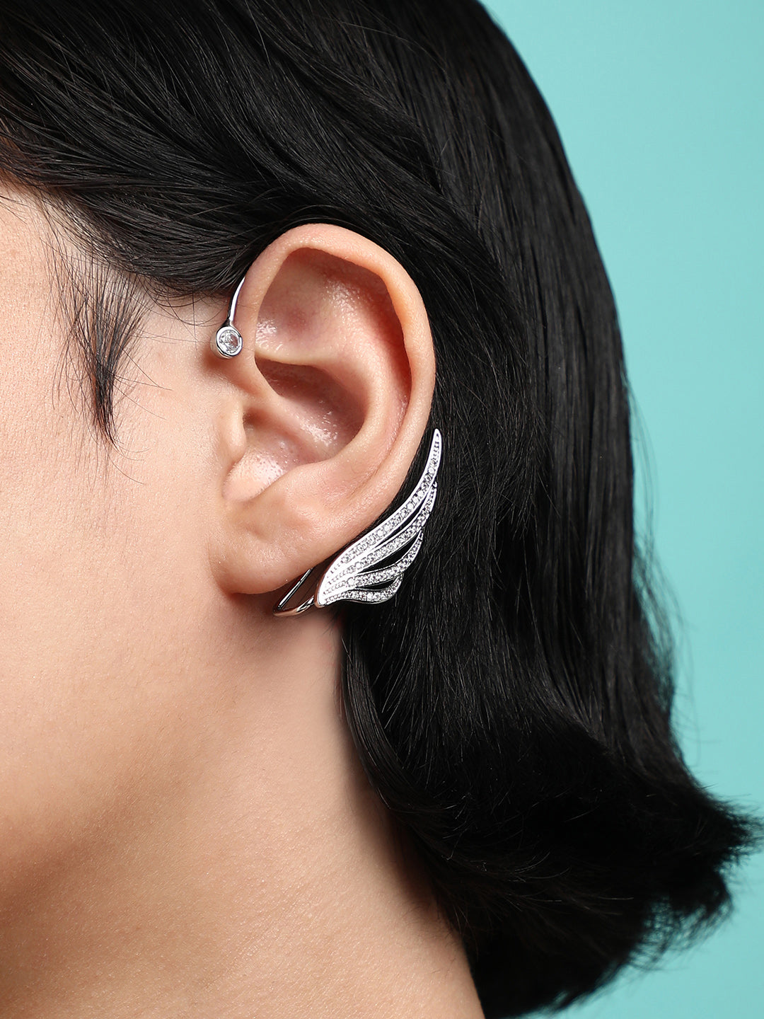 Set Of 2 Silver-Plated Contemporary Drop Earrings