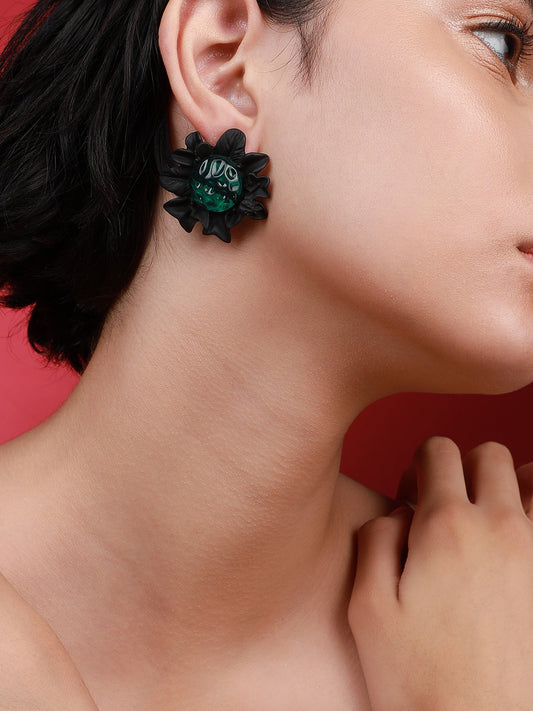 Set Of 2 Contemporary Stone Studded Drop Earrings