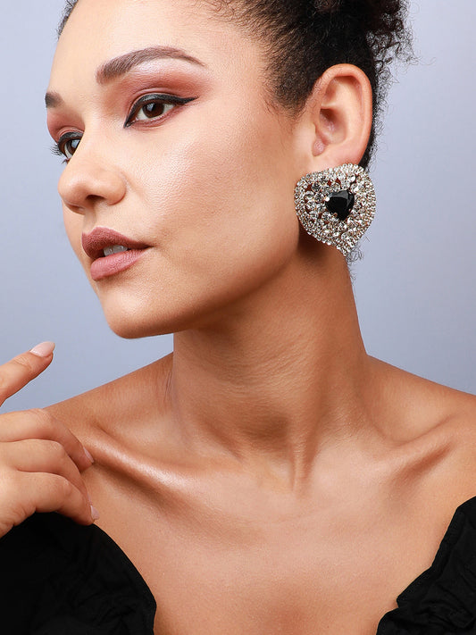 Set Of 2 Silver-Plated Contemporary Studs Earrings