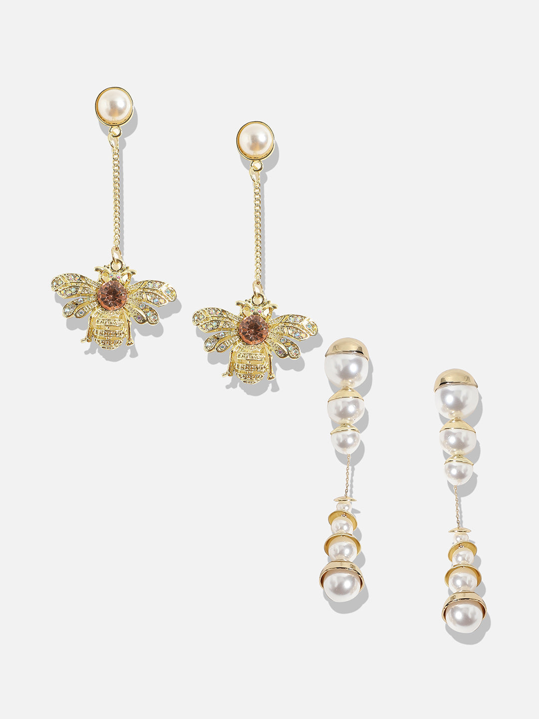 Set Of 2 Gold-Plated Contemporary Studs Earrings