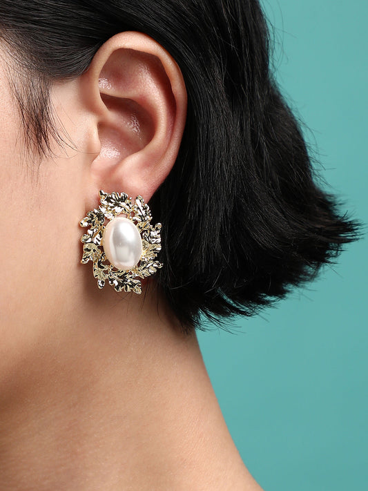 Set Of 2 Gold-Plated Contemporary Drop Earrings