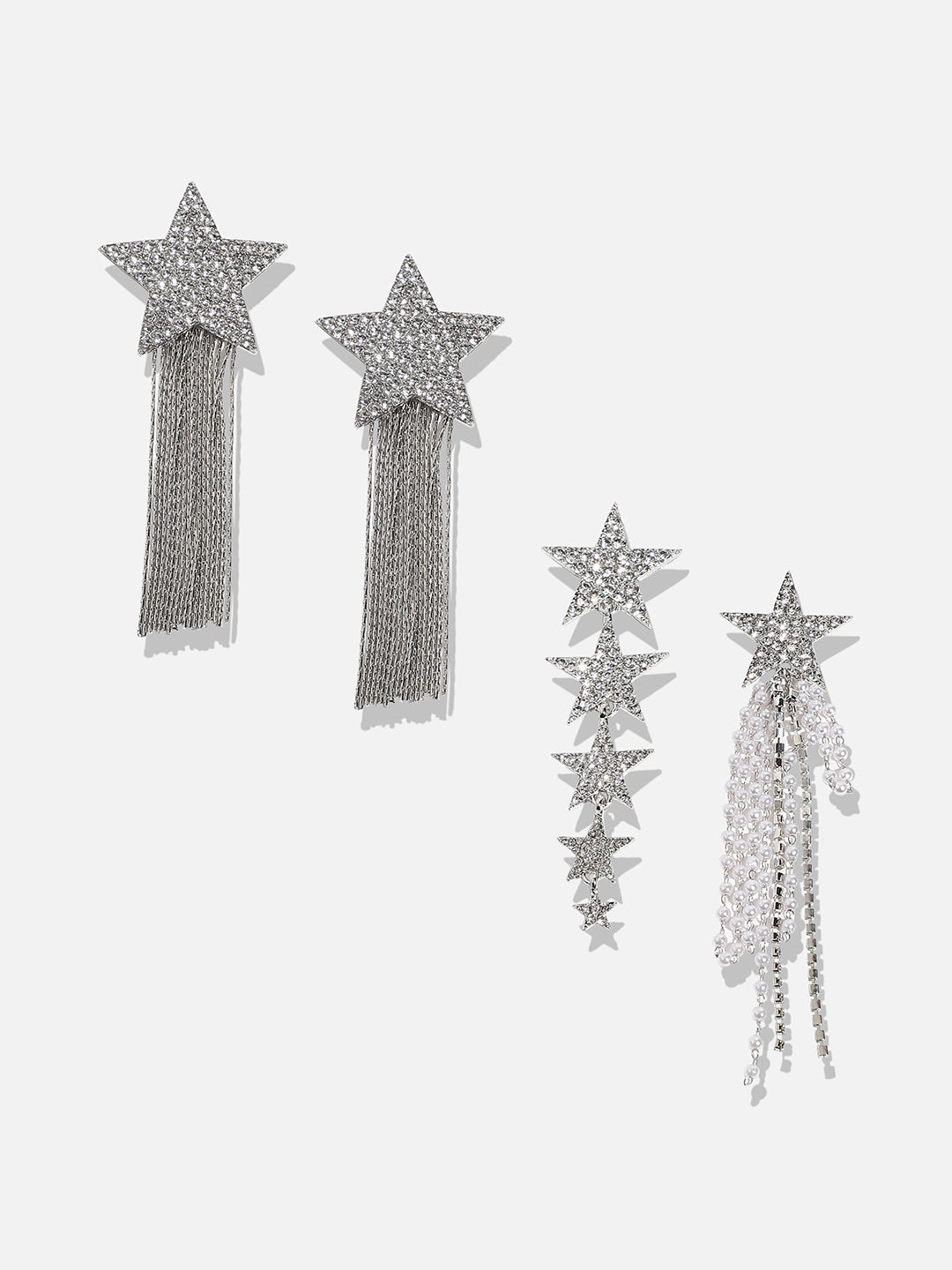 Pack Of 2 Silver-Plated Contemporary Drop Earrings