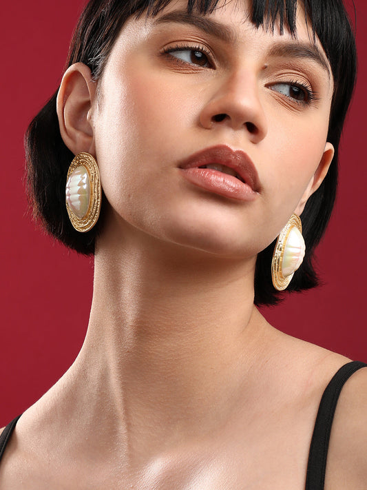 Pack Of 2 Gold-Plated Contemporary Drop Earrings