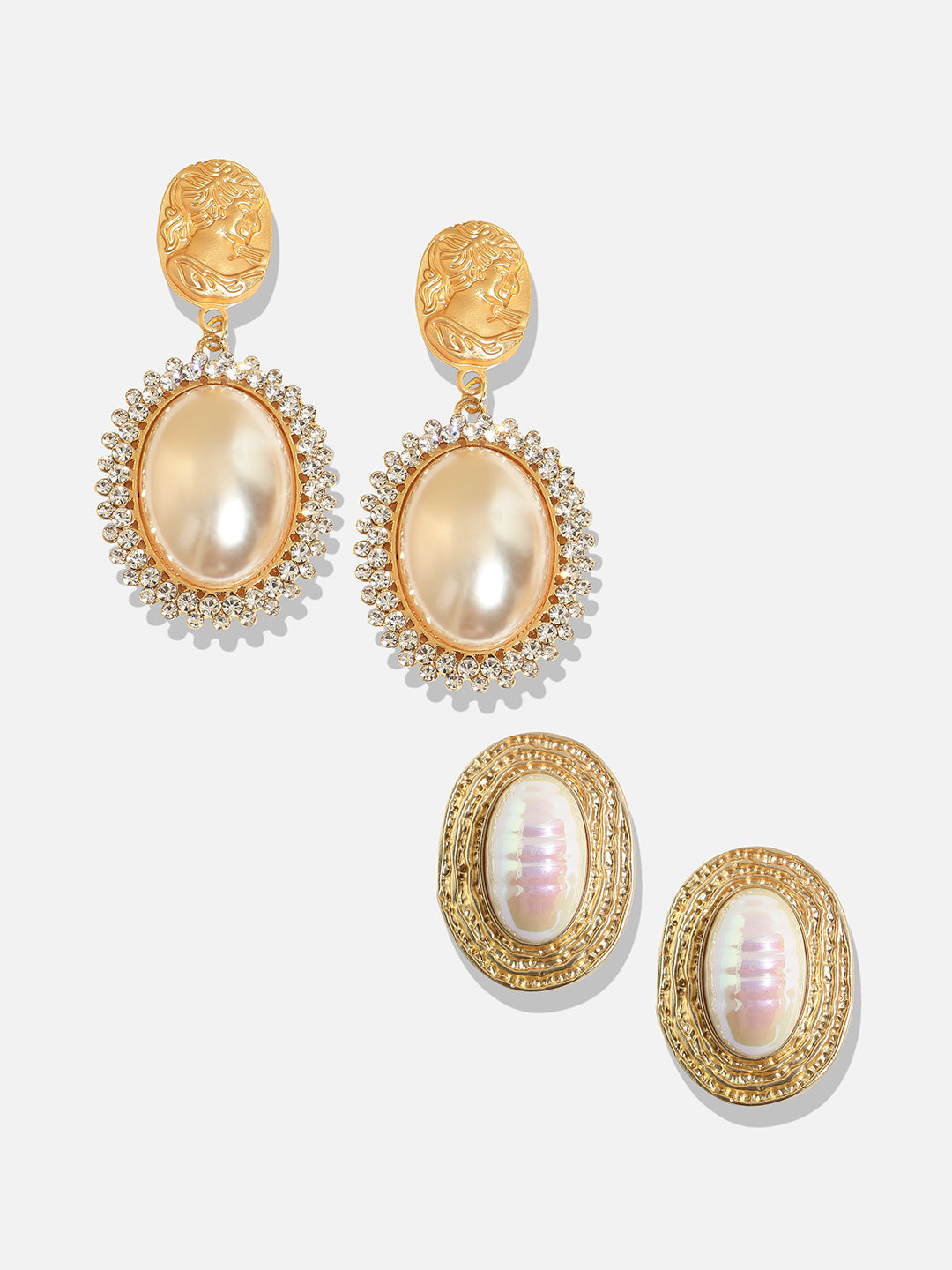 Pack Of 2 Gold-Plated Contemporary Drop Earrings