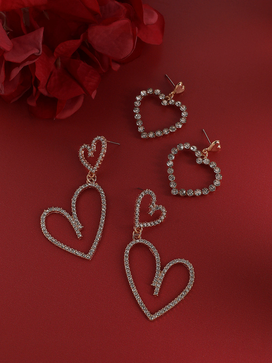 Set Of 2 Gold-Plated Contemporary Drop Earrings