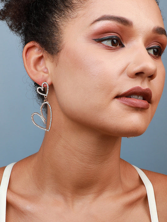 Set Of 2 Gold-Plated Contemporary Drop Earrings