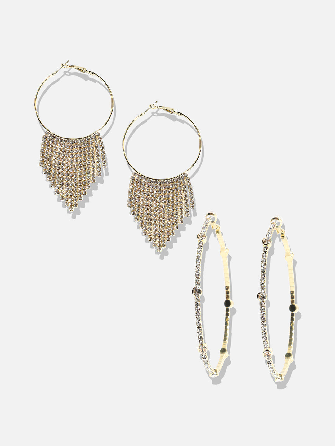 Set Of 2 Gold-Plated Contemporary Hoop Earrings