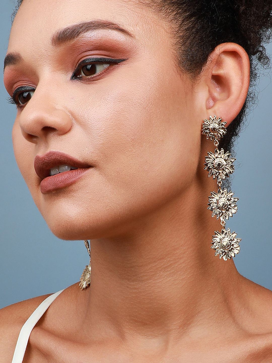 Set Of 2 Gold-Plated Contemporary Beaded Drop Earrings