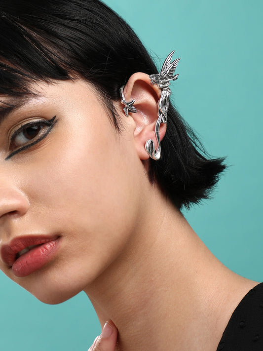 Gilded Gems High-End Set Of 2 Silver-Plated Contemporary Studs Earrings