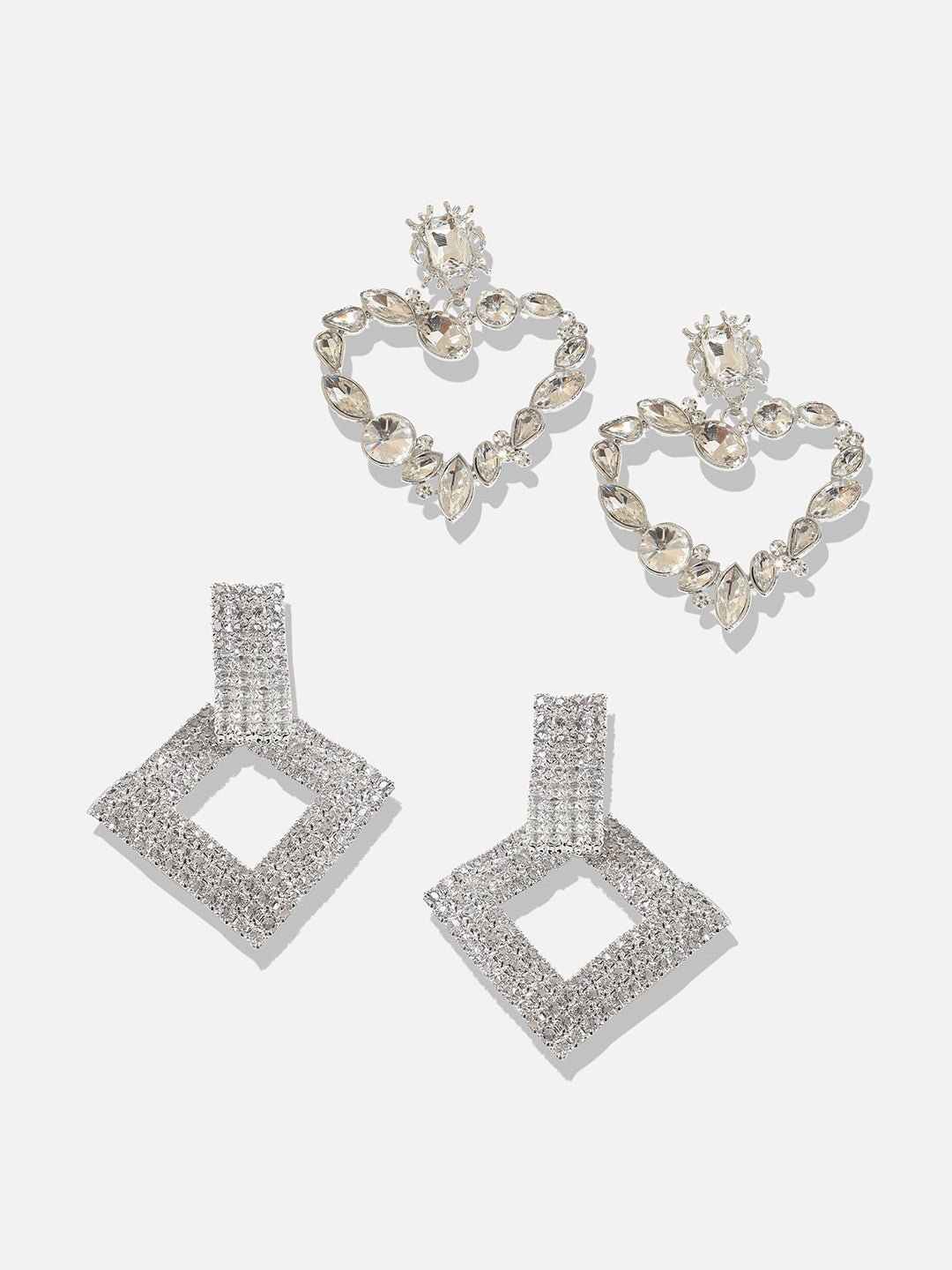 Radiant Reflections Fancy Set Of 2 Silver-Plated Contemporary Drop Earrings