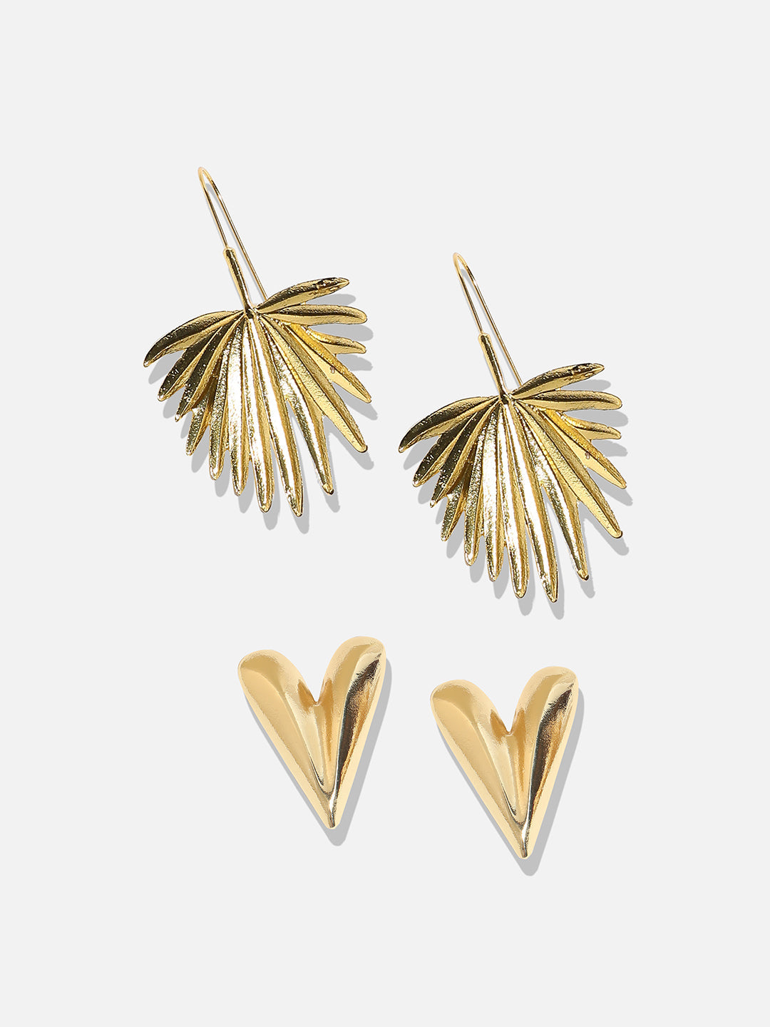 Set Of 2 Gold-Plated Contemporary Studs Earrings