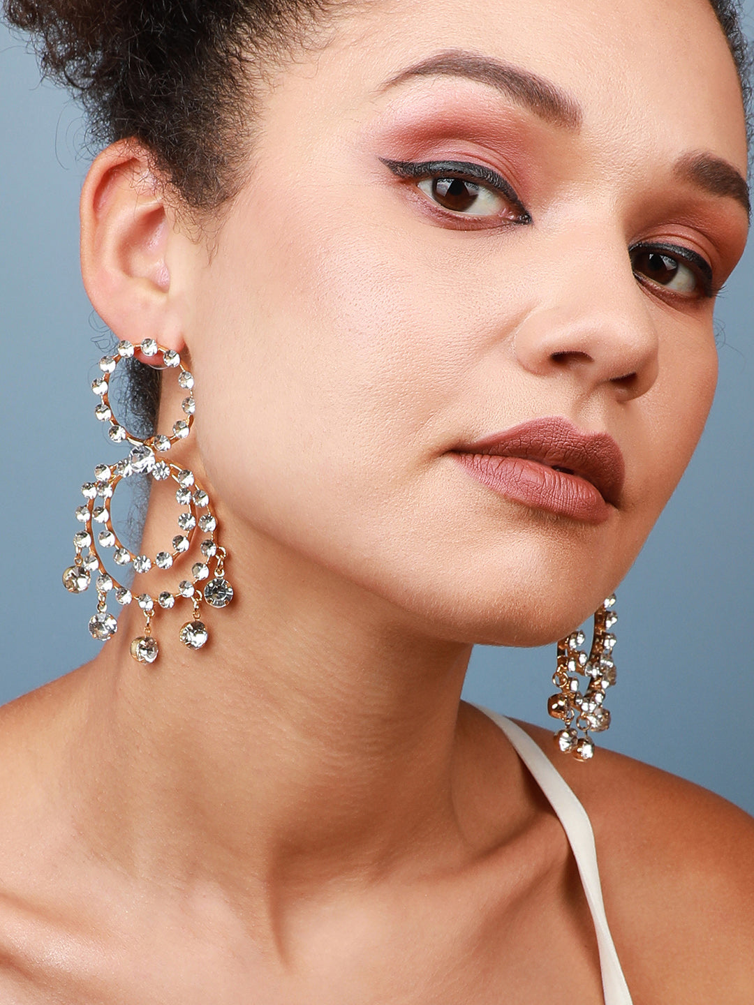 Pack Of 2 Gold-Plated Contemporary Drop Earrings