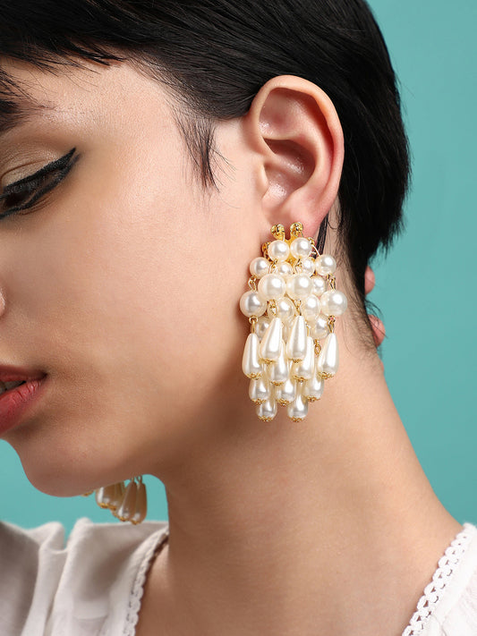 Set Of 2 Gold-Plated Contemporary Studs Earrings