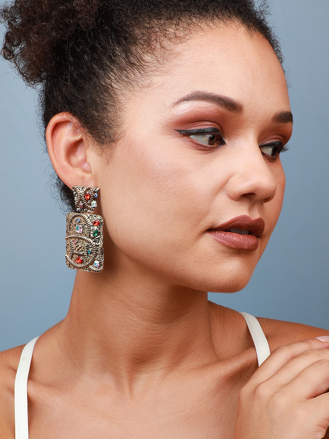 Pack Of 2 Gold-Plated Contemporary Drop Earrings