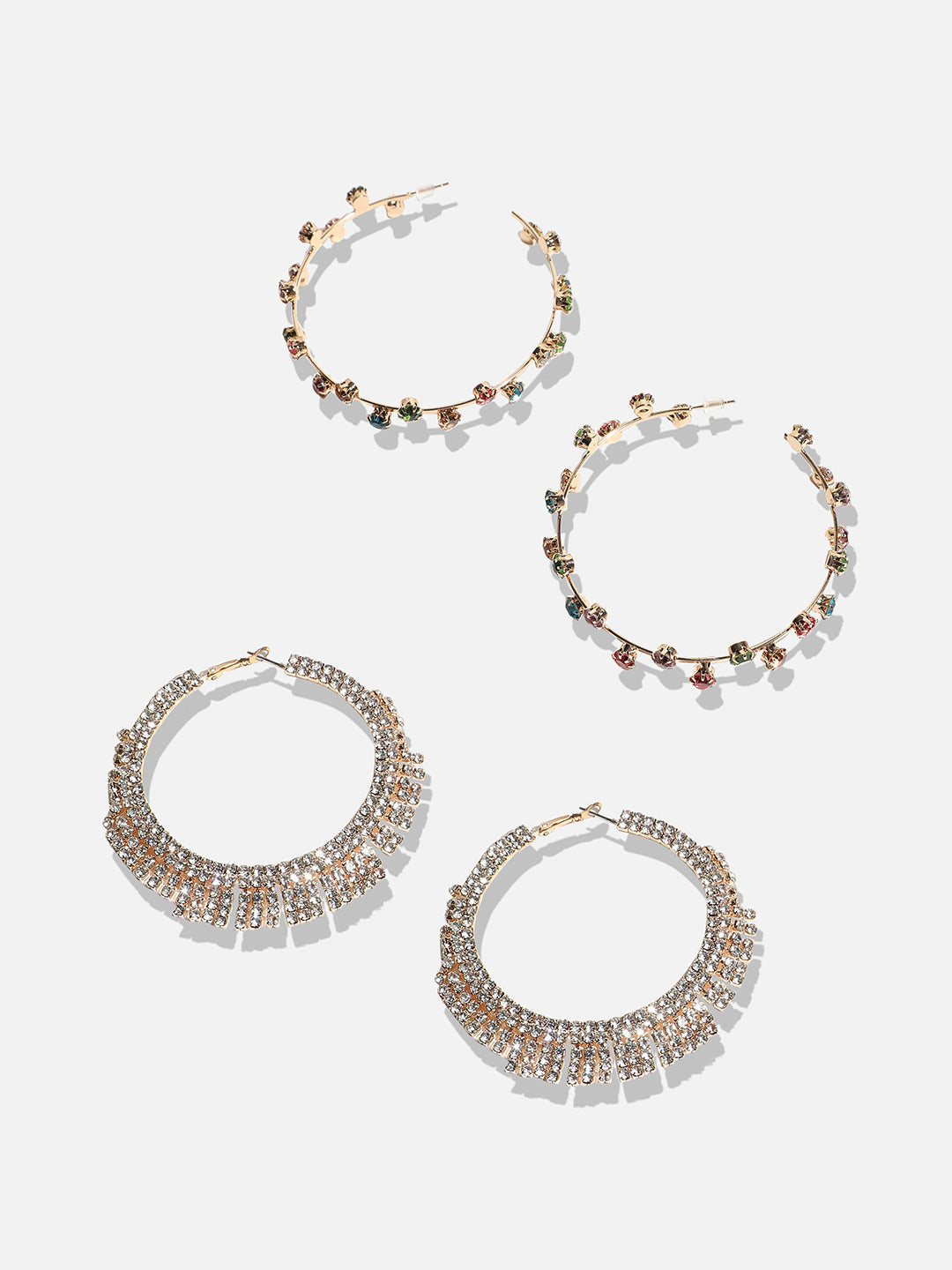 Set Of 2 Gold-Plated Contemporary Hoop Earrings