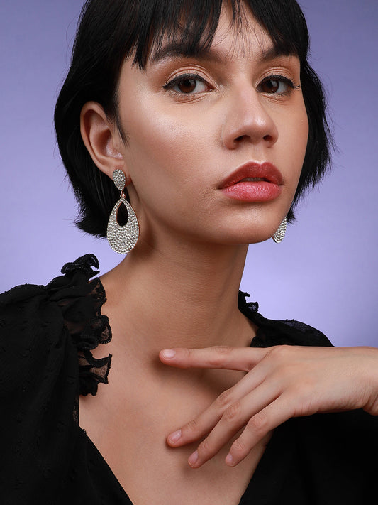 Set Of 2 Gold-Plated Contemporary Drop Earrings