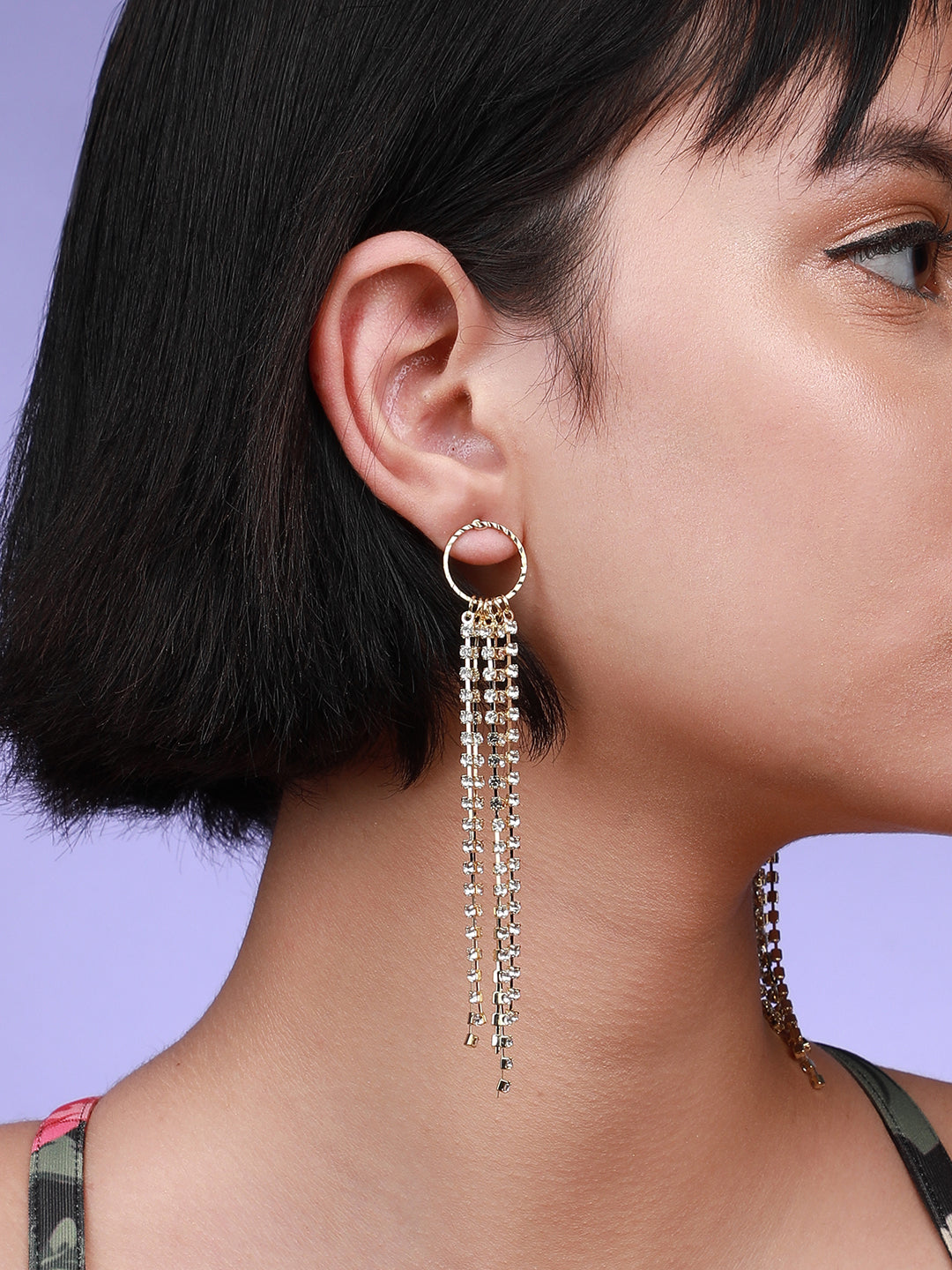 Pack Of 2 Gold-Plated Contemporary Drop Earrings