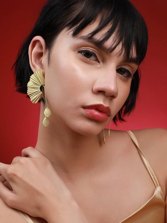 Set Of 2 Gold-Plated Contemporary Studs Earrings