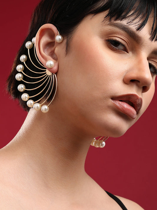 Set Of 2 Gold-Plated Contemporary Drop Earrings