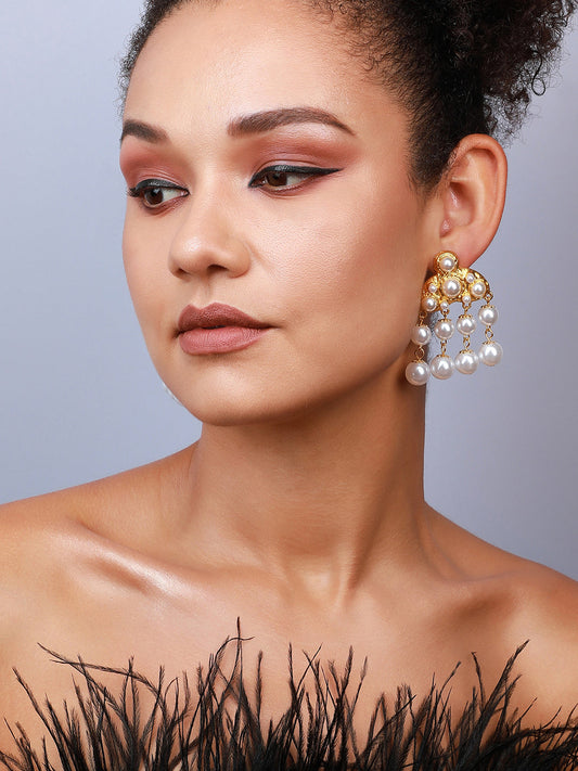 Pack Of 2 Gold-Plated Contemporary Drop Earrings