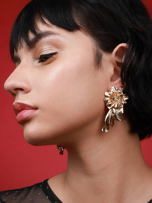 Pack Of 2 Gold-Plated Contemporary Drop Earrings