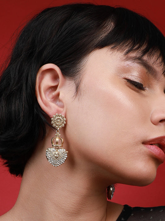 Set Of 2 Gold-Plated Contemporary Drop Earrings