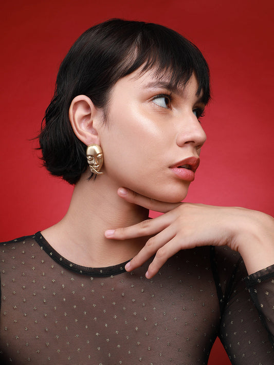 Pack of 2 Gold-Plated Contemporary Studs Earrings