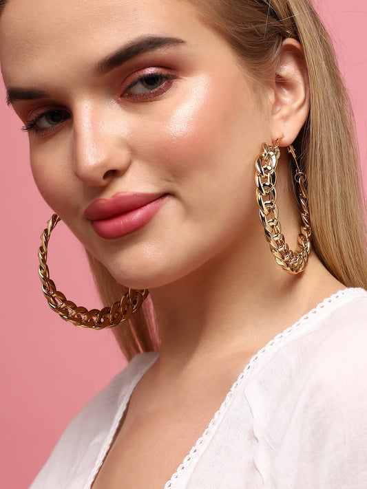 Pack Of 2 Gold-Plated Contemporary Hoop Earrings