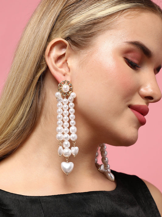 Set Of 2 Gold-Plated Contemporary Beaded Drop Earrings